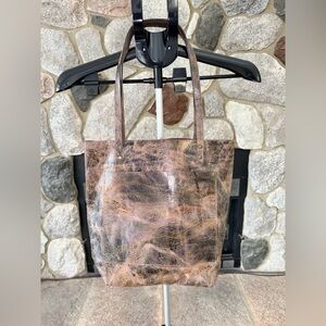 Hand painted leather tote